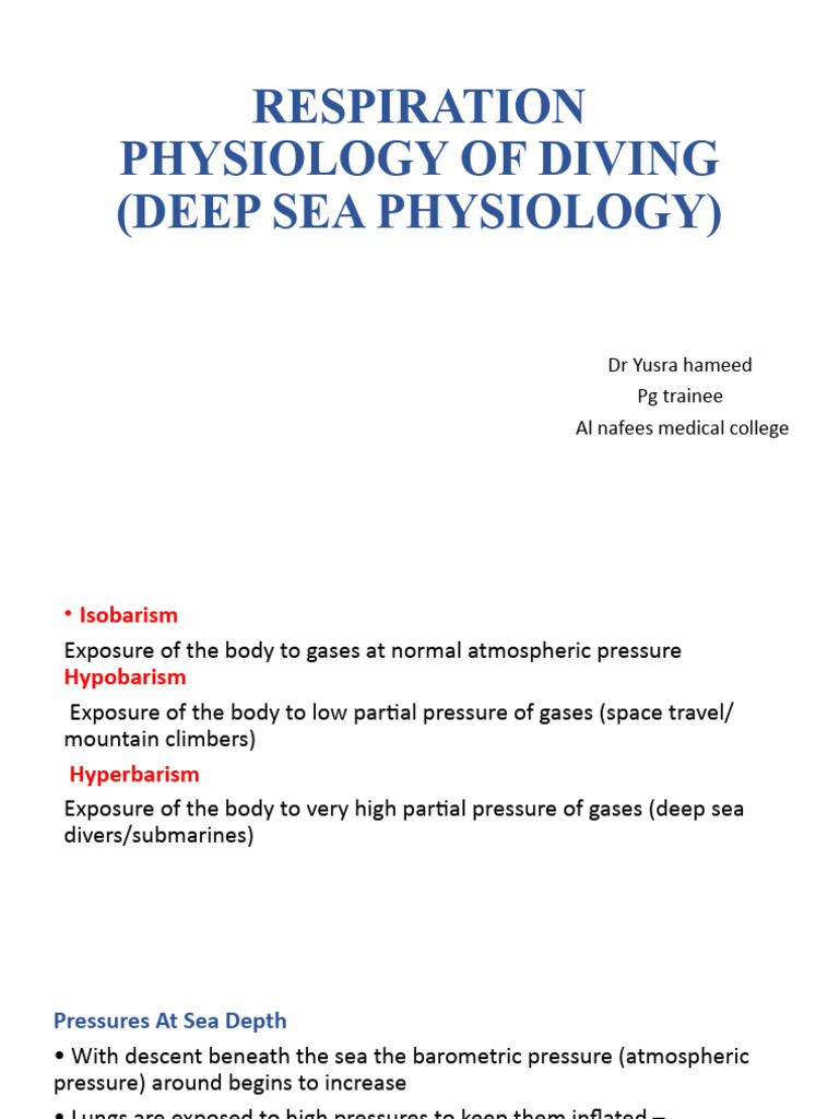 Respiration Physiology of Diving (Deep Sea Physiology PDF