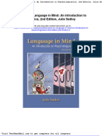 Test Bank For Language in Mind An Introduction To Psycholinguistics 2nd Edition Julie Sedivy 2