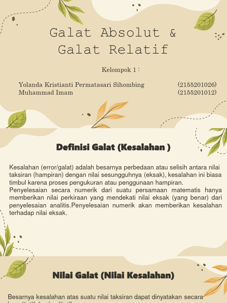 Definisi dan Contoh Galat Matematis | PDF