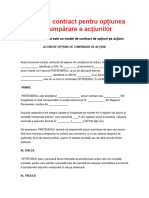 Model de Contract Pentru Opțiunea de Cumpărare A Acțiunilor