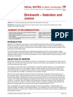 Mortars For Brickwork - Selection and Quality Assurance: Technical Notes 8B