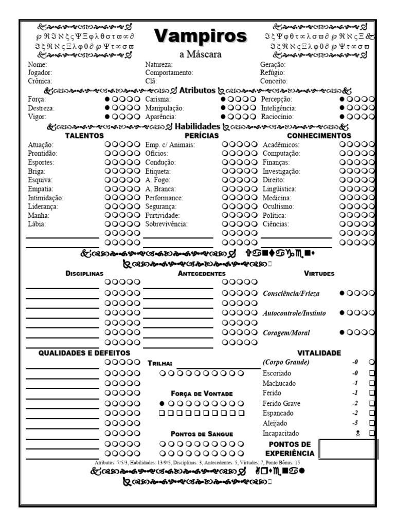 Ficha de Vampiro A Mascara | PDF