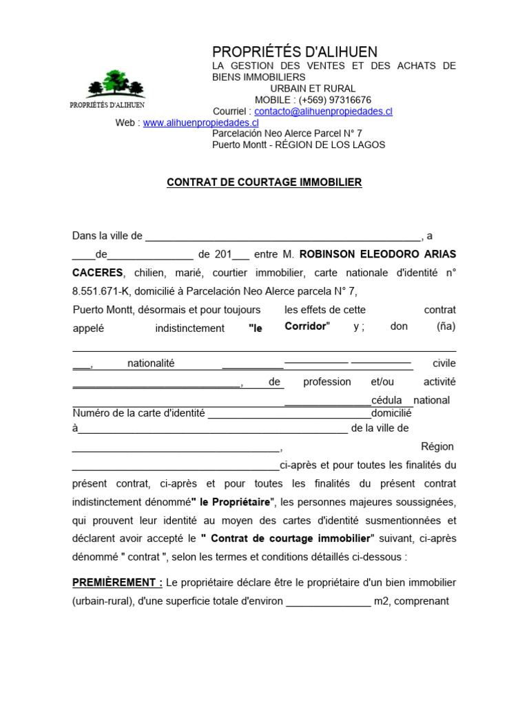 Contrat de courtage immobilier standard | PDF | Courtier | Sodles