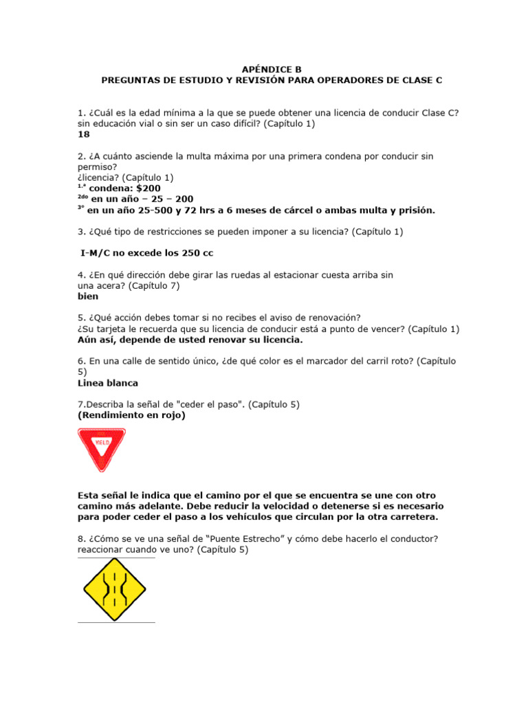 Preguntas para el Examen de Manejo en Texas | PDF | Intersección (carretera) | La carretera