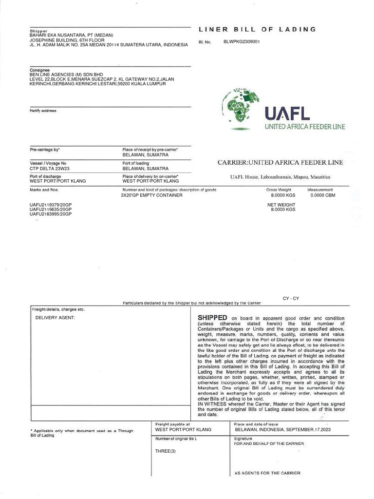 United Africa Feeder Lines (Bla) - Draft | PDF