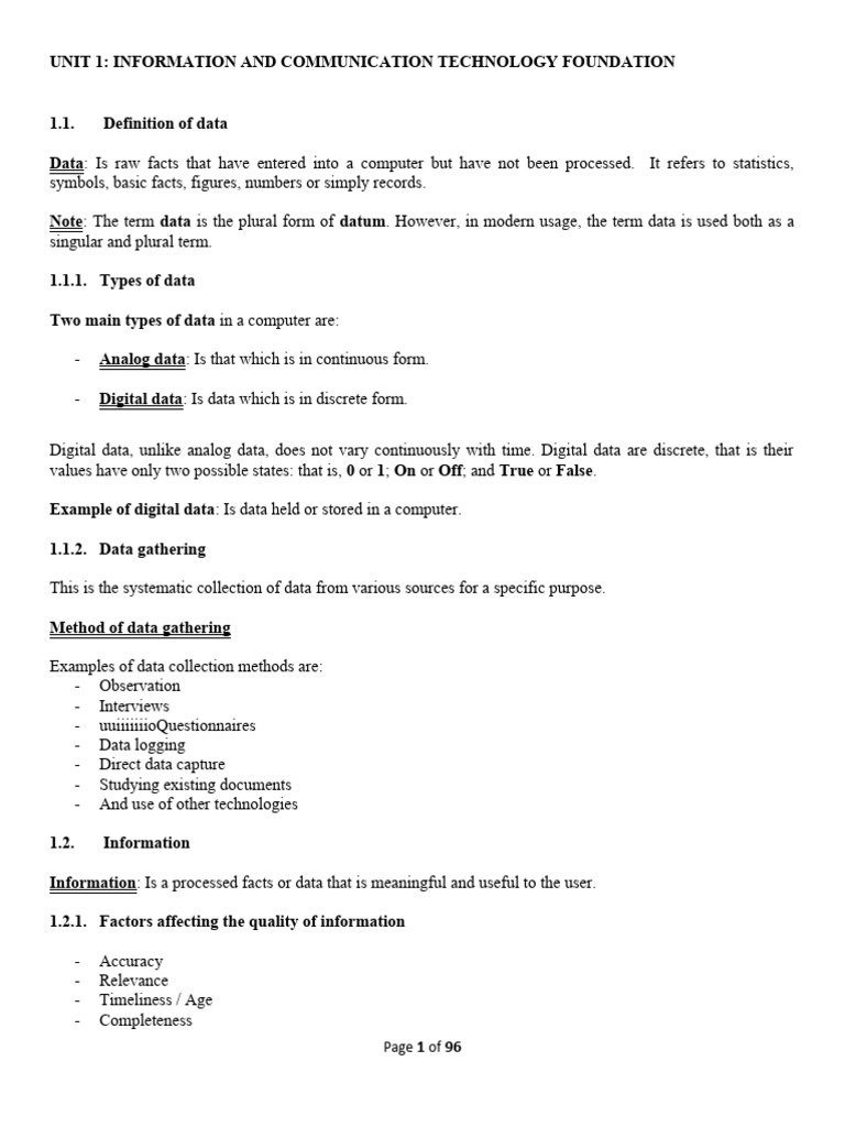 Ict Notes s1 | PDF