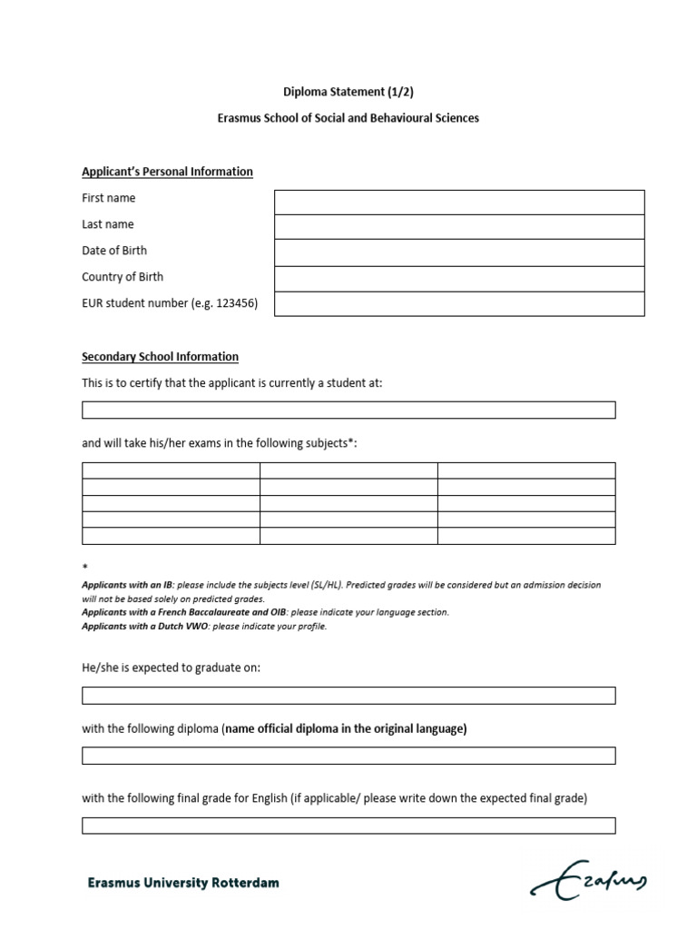 Diploma Statement - ESSB | PDF