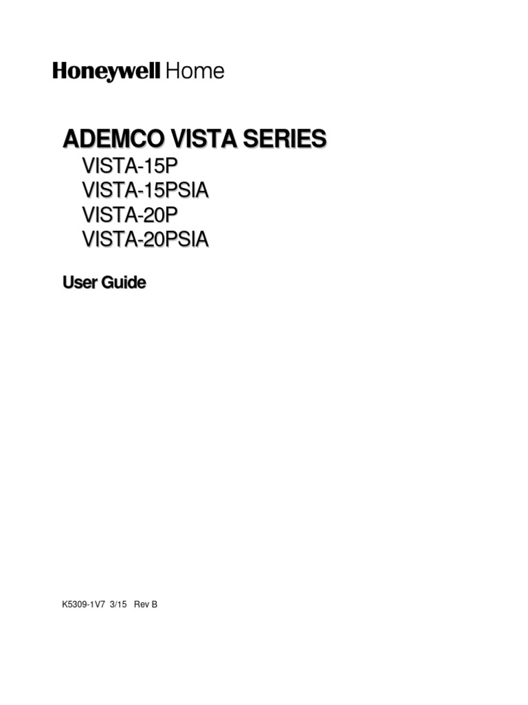 Vista 20P Users Guide PDF Security Alarm