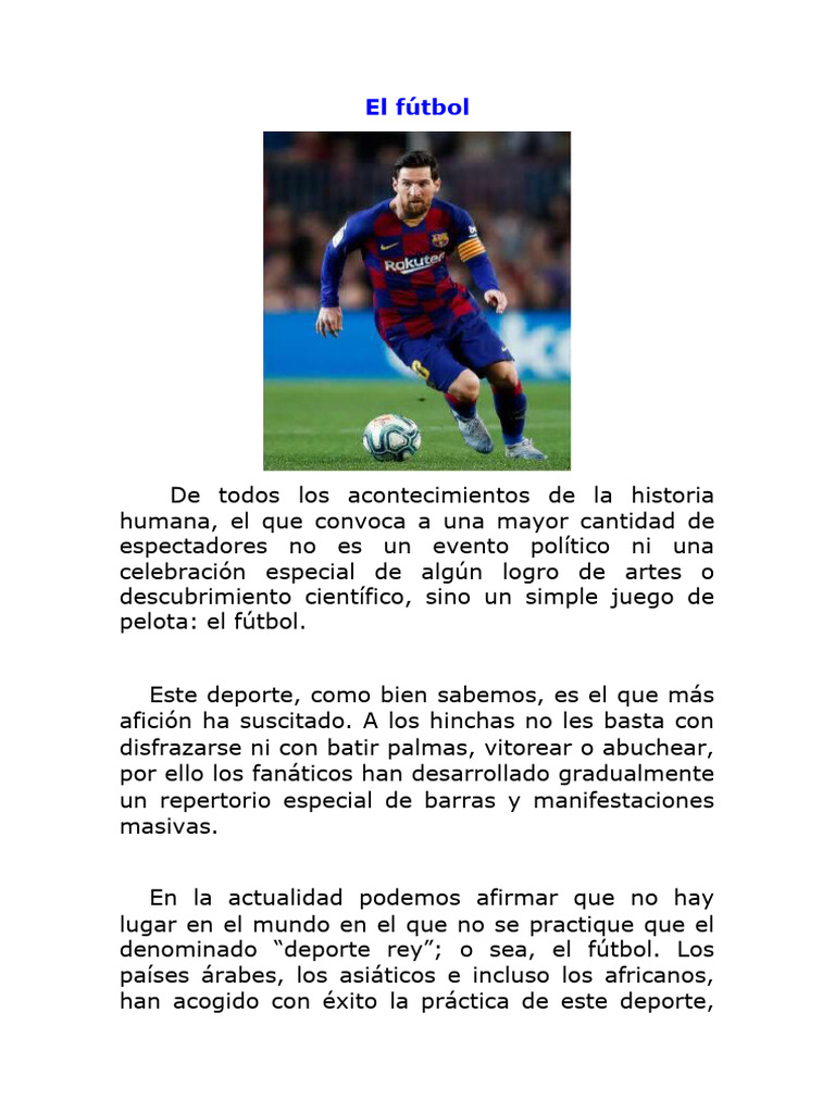 El Fútbol: Deporte Rey y Su Impacto | PDF | Asociación de Futbol | Deportes