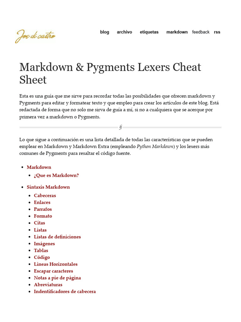 Guía Completa de Markdown y Pygments | PDF