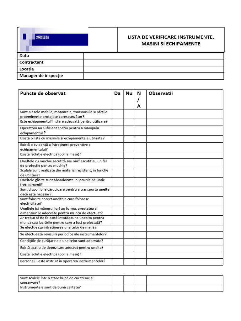 Check List Tools | PDF