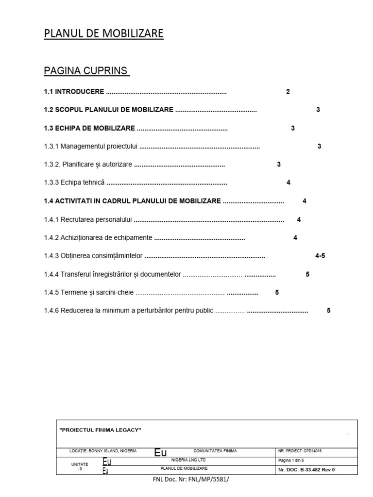 Planul de Mobilizare | PDF
