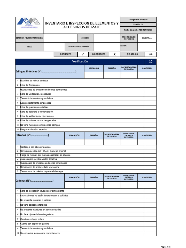 Ime-For-030 Inventario e Inspeccion de Elementos de Isaje | PDF ...