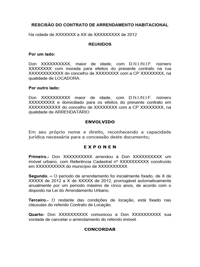 Rescisão de Contrato de Arrendamento | PDF