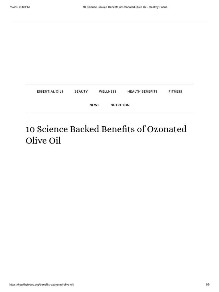 10 Science Backed Benefits of Ozonated Olive Oil - Healthy Focus | PDF