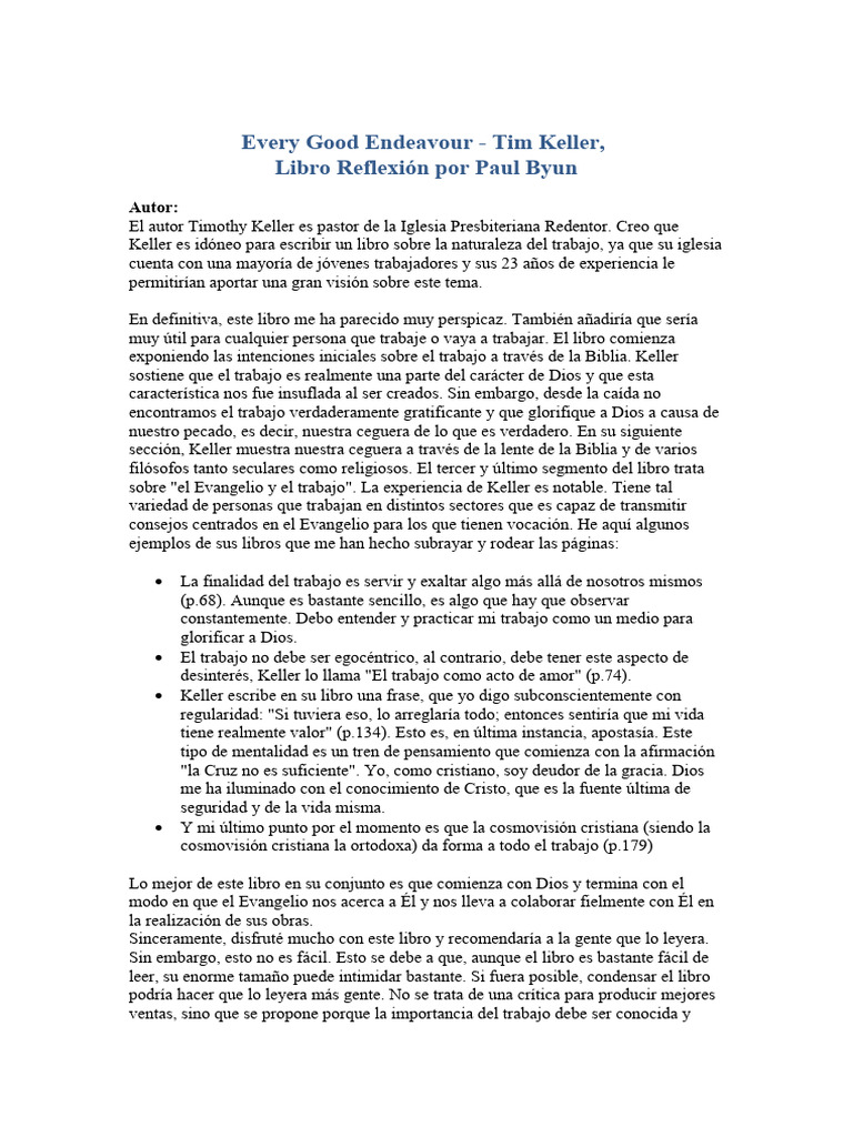 Todo buen esfuerzo Tim Keller PDF