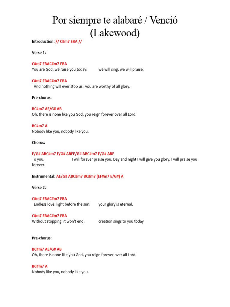 Forever I Will Praise You Conquered Lakewood Pdf Song Structure