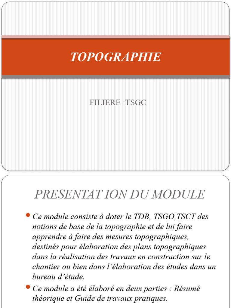 Cours de Topographie pour Débutants | PDF | Topographie | Cartographie