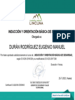 Certificate For - Dur - N Rodr - Guez Eugenio Man... - For - Examen de Inducci - N de Sso ...