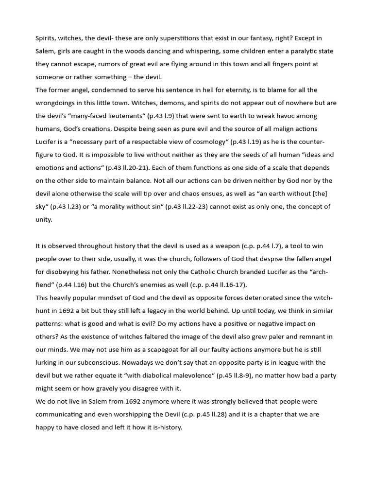The Devil's Role in Salem's Legacy | PDF | Religion & Spirituality