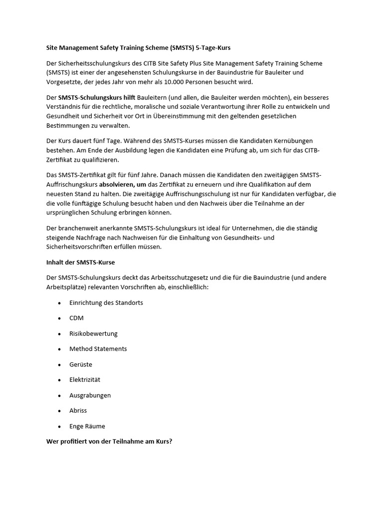 (SMSTS) 5 Tage | PDF