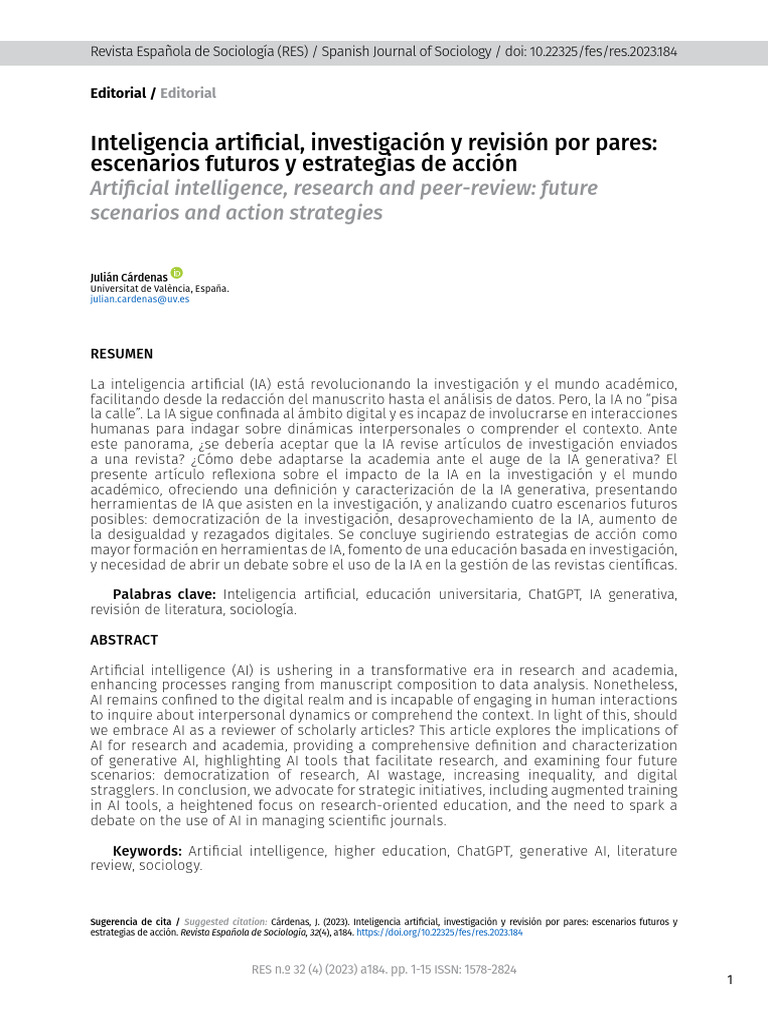 Impacto de la IA en la investigación académica | PDF | Inteligencia ...