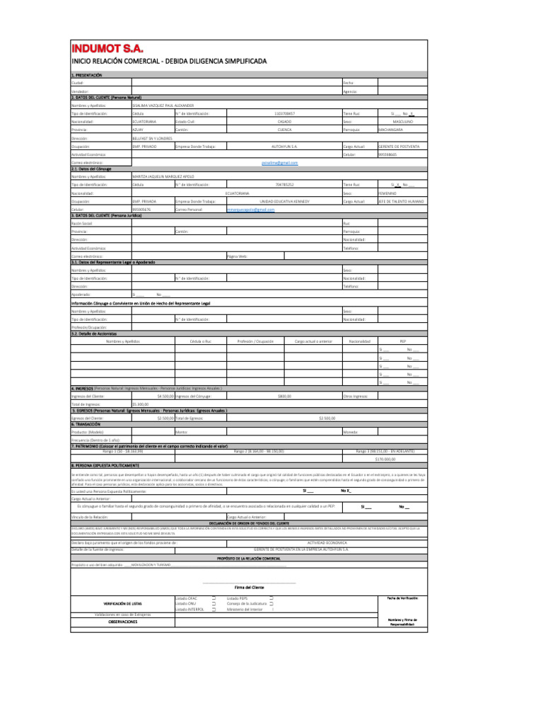 Formulario Honda | PDF