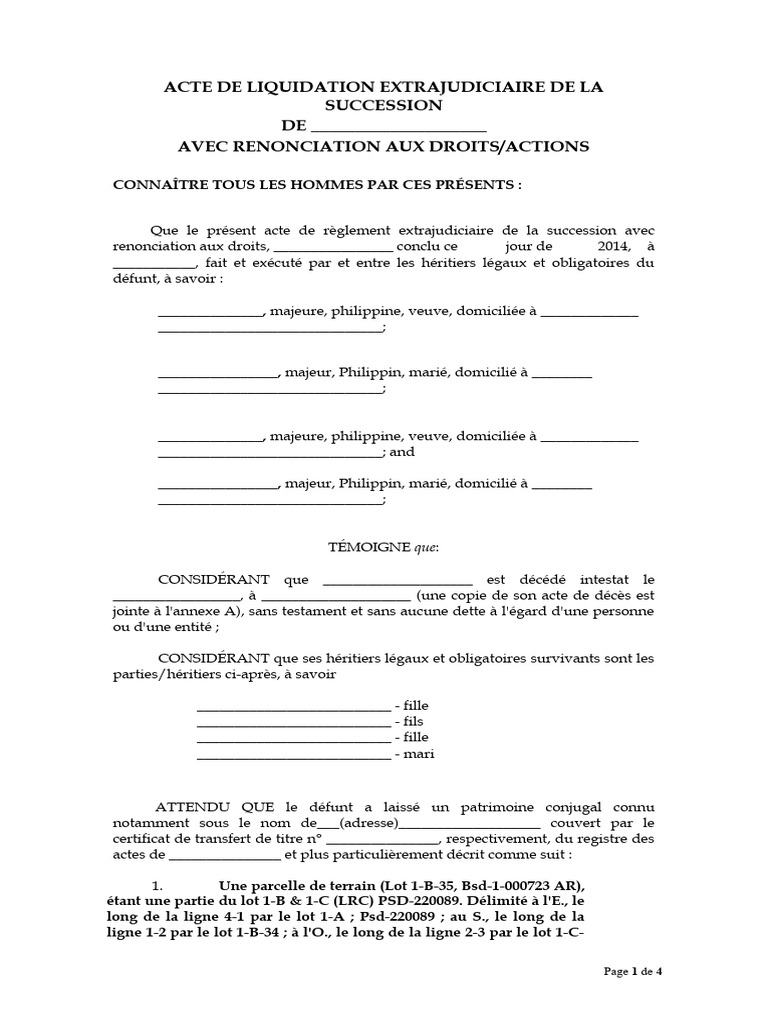 Liquidation Extrajudiciaire de Succession | PDF | Loi commune | Droits ...