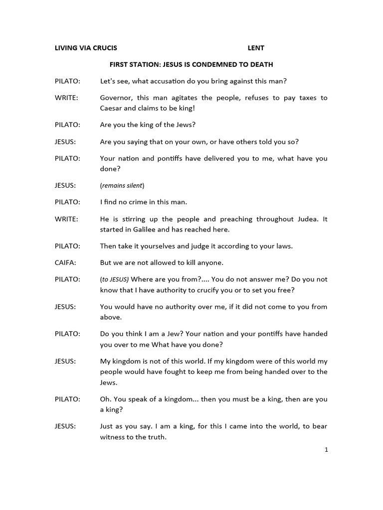 Living Via Crucis Script For Lent | PDF | Jesus | Pontius Pilate