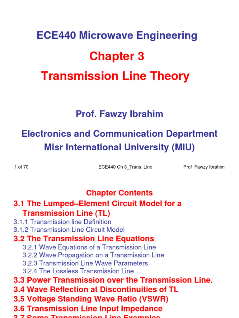 Ece440 Mw Chapter 3 Transmission Line Pdf