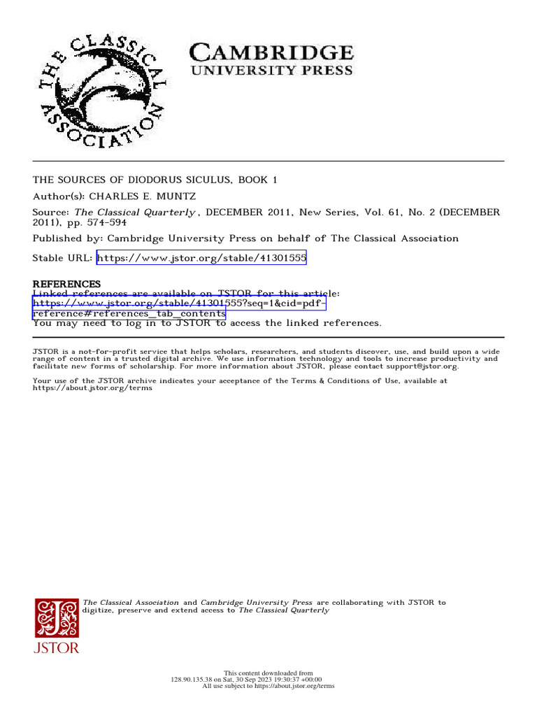 The Sources of Diodorus Siculus, Book 1 | PDF | Isis | Ptolemaic Kingdom
