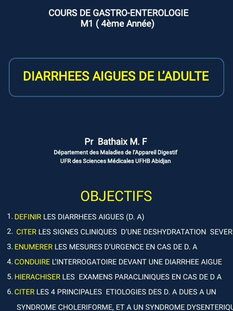 Diarrhees Aigues de L'adulte++ | PDF | Déshydratation (médecine ...