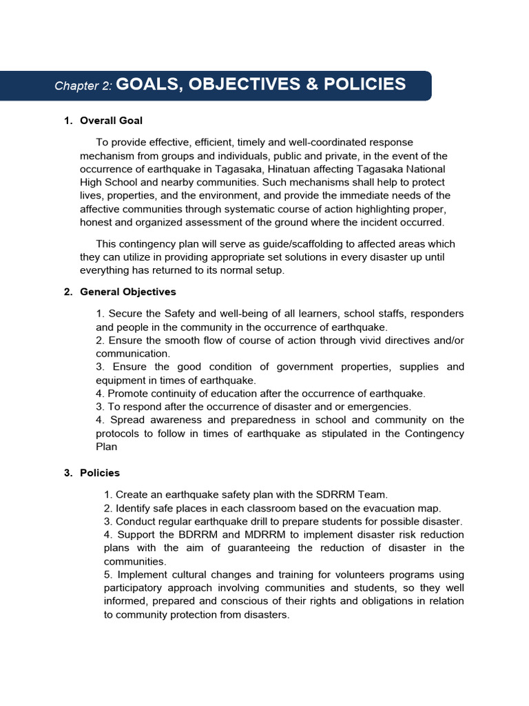 Chapter 2 Goal Objectives and Policies PDF Emergency Management