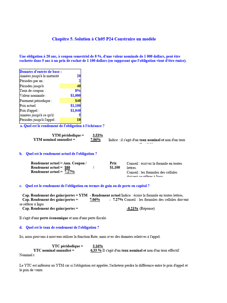 Rendement et évaluation d'obligations | PDF | Obligation (Finance ...