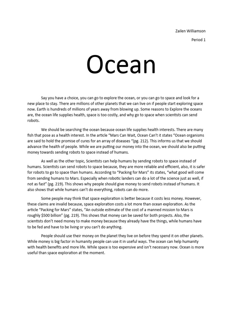 essay topic ocean