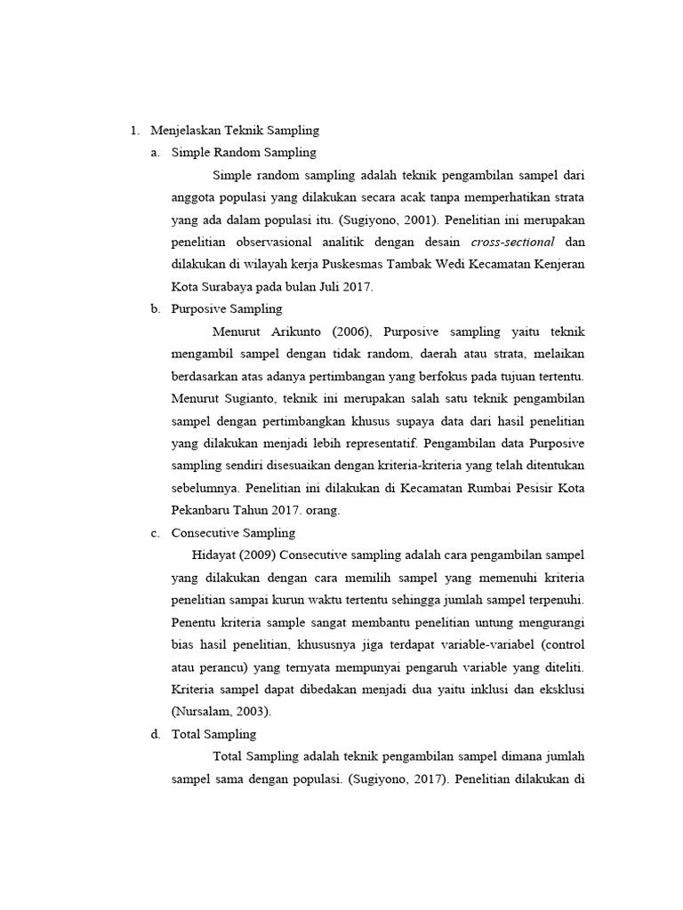 Teknik pengambilan sampling pdf
