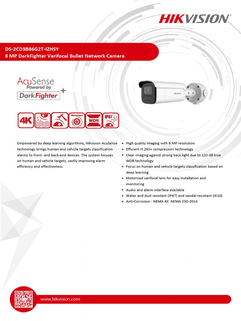 8 MP Varifocal Bullet Camera Overview | PDF | Camera Lens | Camera