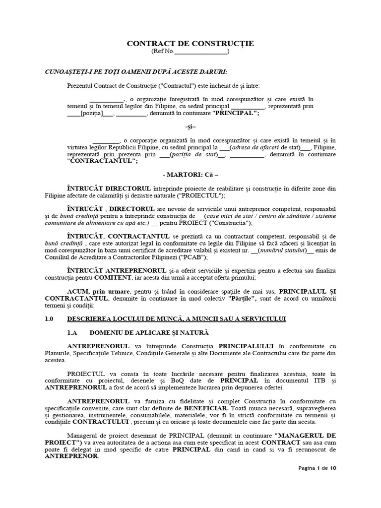 Model Contract de Construcție | PDF