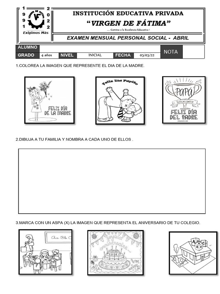 Examen Mensual Personal Social - Abril | PDF