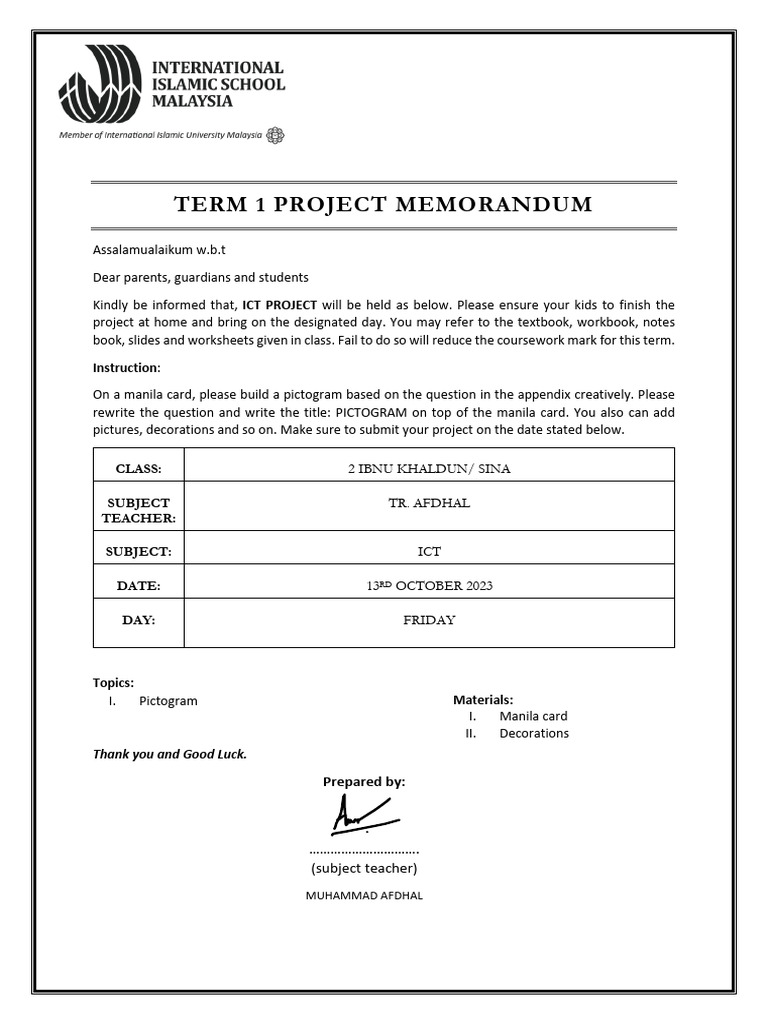 Ict Project Term 1 Grade 2 Pdf
