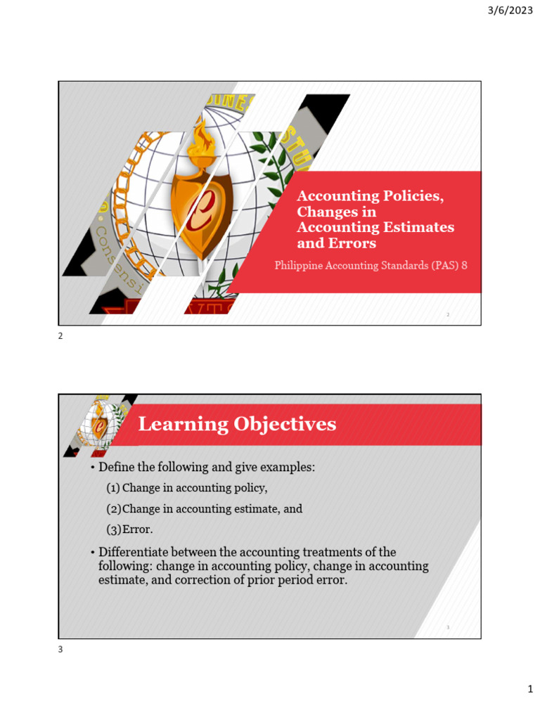 PAS 8: Accounting Policies and Estimates | PDF | Accounting | Financial ...