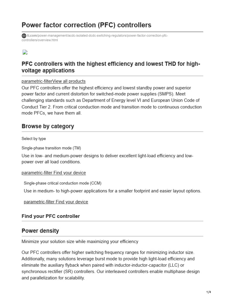 Power Factor Correction PFC Controllers | PDF | Power Supply | Physical ...