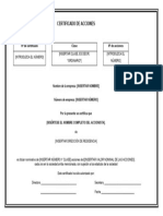 Descarga de Plantilla de Certificado de Acciones Editable