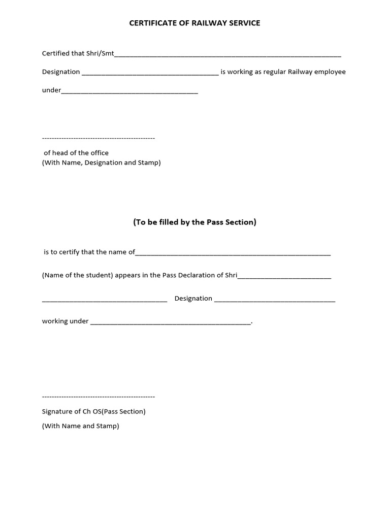 Railway Employee Service Certificate Format | PDF | Computers