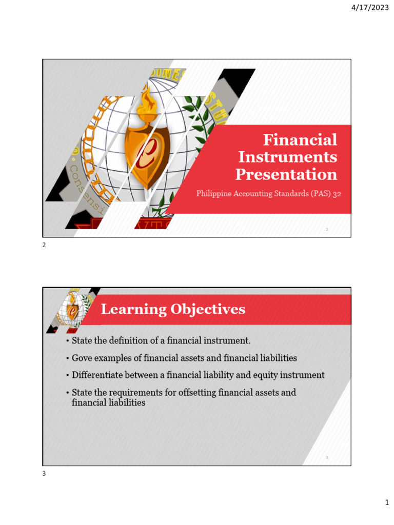 PAS 32: Financial Instruments Overview | PDF | Equity (Finance) | Bonds ...