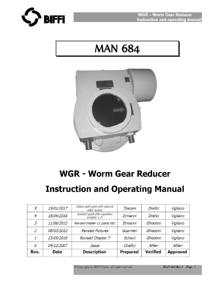 BIFFI WGR 1600, WGR 400 Instructions And Operating Manual _ Manualzz | PDF