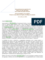 MENSAGEM DO PAPA BENTO XVI PARA O 43º DIA MUNDIAL DAS COMUNICAÇÕES SOCIAIS