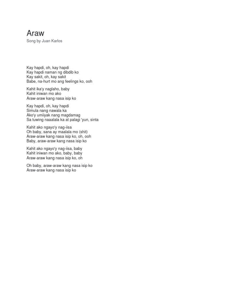 Araw Lyrics | PDF