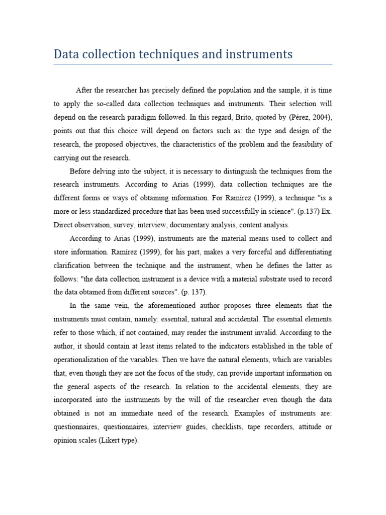 Test Data Collection Techniques and Instruments | PDF | Survey ...