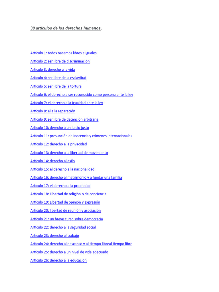 30 Artículos de Derechos Humanos | PDF | Política | Ciencias sociales